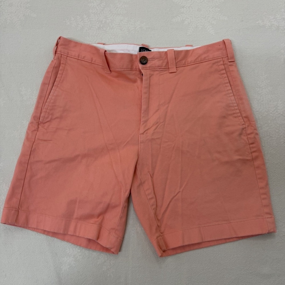 J.Crew 7" Flex Chino Shorts Mens 30 Coral Salmon Pink Stretch Flat Front Summer